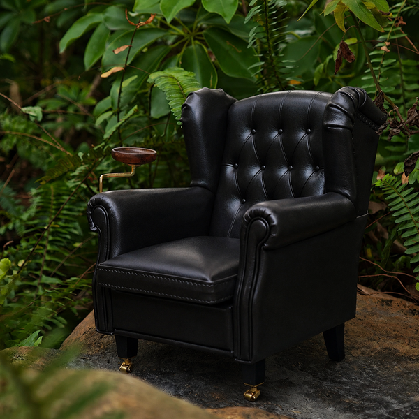 1:6 Dollhouse Miniature Calfskin Cigar Chair - Black main lifestyle image