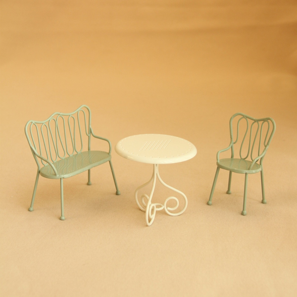 1:12 Dollhouse Miniature Metal Garden Chair and Table Set - 01-miniature-metal-garden-chair-table-set-main