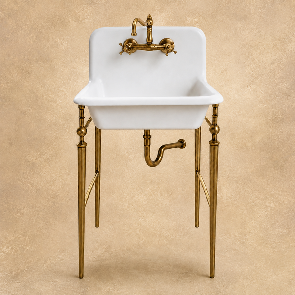 Miniature Modern Dollhouse Sink Set with Faucet and Stand