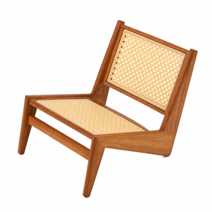 1:6 Dollhouse Miniature Oak Rattan Lounge Sofa Chair - 01-miniature-oak-rattan-lounge-sofa-chair-main