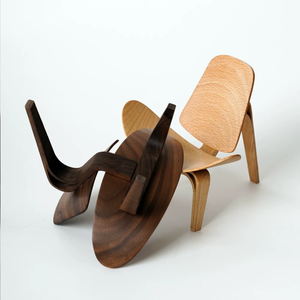 1:6 Dollhouse Miniature Wooden Shell Lounge Chair - 01-miniature-wooden-shell-lounge-chair-main
