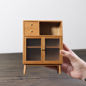 1:12 Dollhouse Miniature Wooden Two-Door Sideboard Cabinet - 01-miniature-wooden-two-door-sideboard-cabinet-main