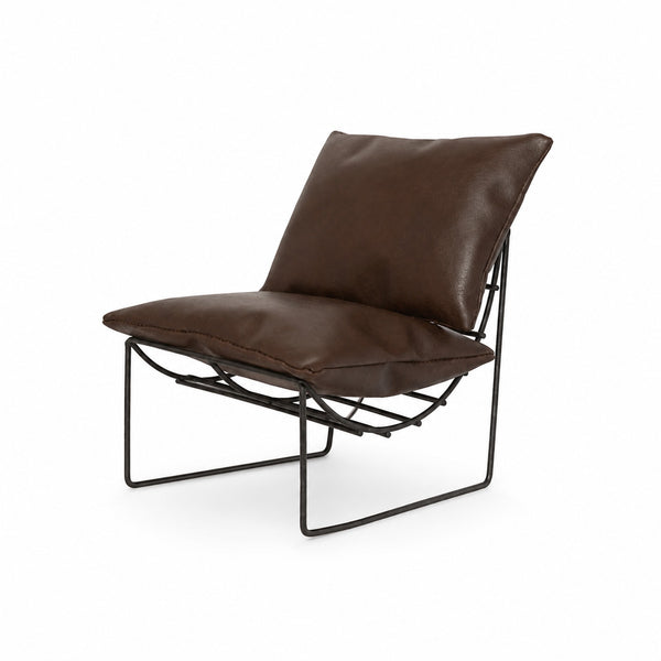Miniature Iron Frame Arc Sofa Recliner with Leather Cushions
