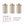 Three white miniature kitchen canisters with optional decorative label stickers