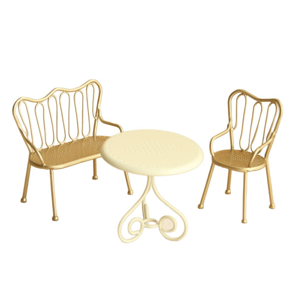 1:12 Dollhouse Miniature Metal Garden Chair and Table Set - 02-miniature-metal-garden-chair-table-set-overview