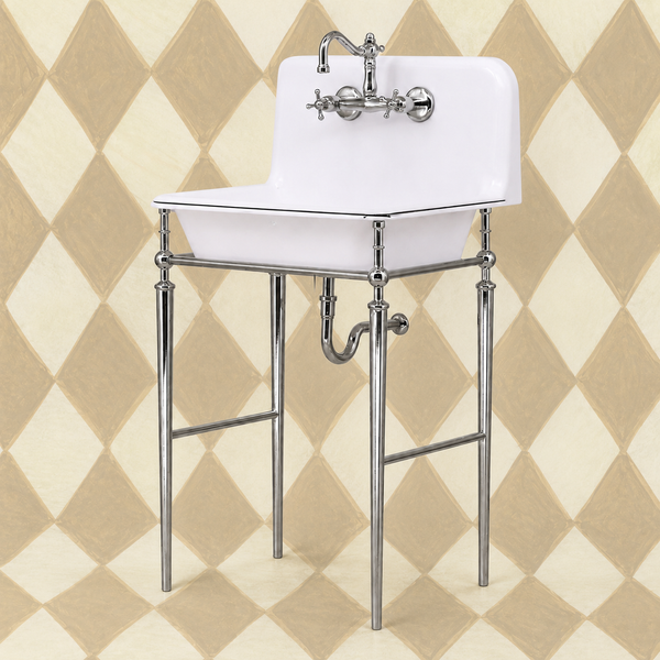 Miniature Modern Dollhouse Sink Set with Faucet and Stand