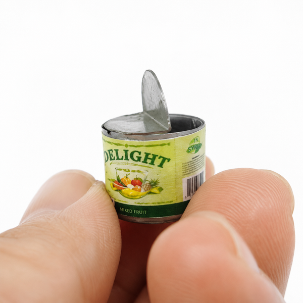 Wax Beans 1:12 miniature open iron tin can food prop