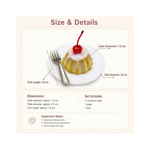 1:12 Handmade Cold Porcelain Cherry Cake