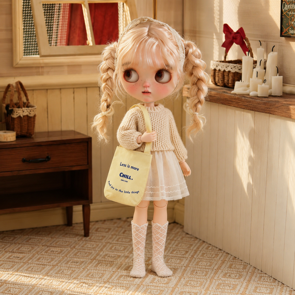 1:6 Dollhouse Miniature Cotton Tote Bag - 03-miniature-cotton-tote-bag-room-lifestyle
