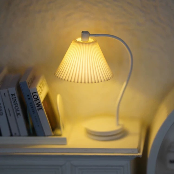 1:12 Dollhouse Miniature European Table Lamp with Button Battery - White lifestyle image