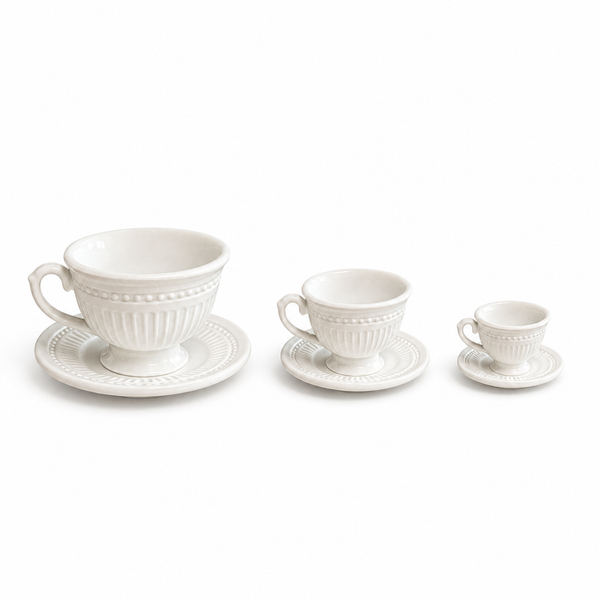 1:12 Dollhouse Miniature French Faux Porcelain Coffee Cup Set - White size overview