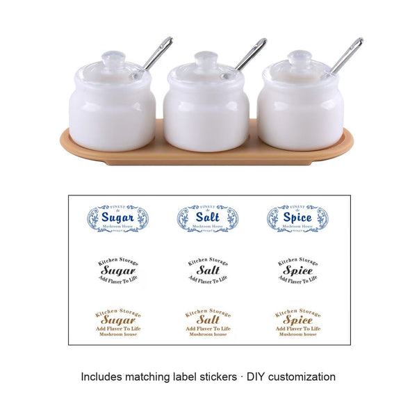 Miniature seasoning jar set with DIY sugar salt spice label stickers