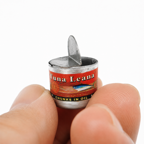 Tuna 1:12 miniature open iron tin can food prop