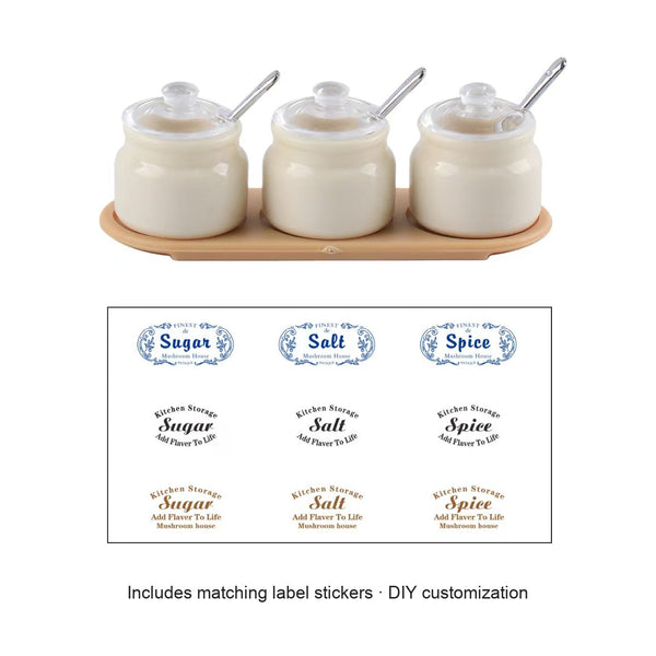 Blank miniature seasoning jars with matching DIY label sticker sheet