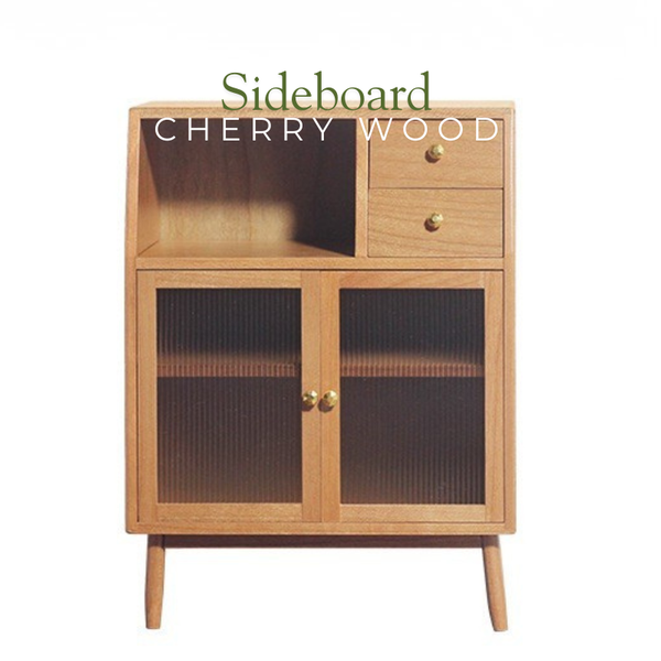 1:12 Dollhouse Miniature Wooden Two-Door Sideboard Cabinet - 04-miniature-wooden-two-door-sideboard-cabinet-cherry-reference