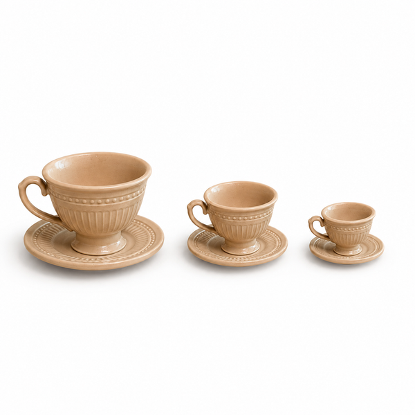 1:12 Dollhouse Miniature French Faux Porcelain Coffee Cup Set - Cream Coffee size overview