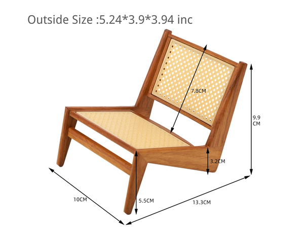 1:6 Dollhouse Miniature Oak Rattan Lounge Sofa Chair - 05-miniature-oak-rattan-lounge-sofa-chair-size-chart
