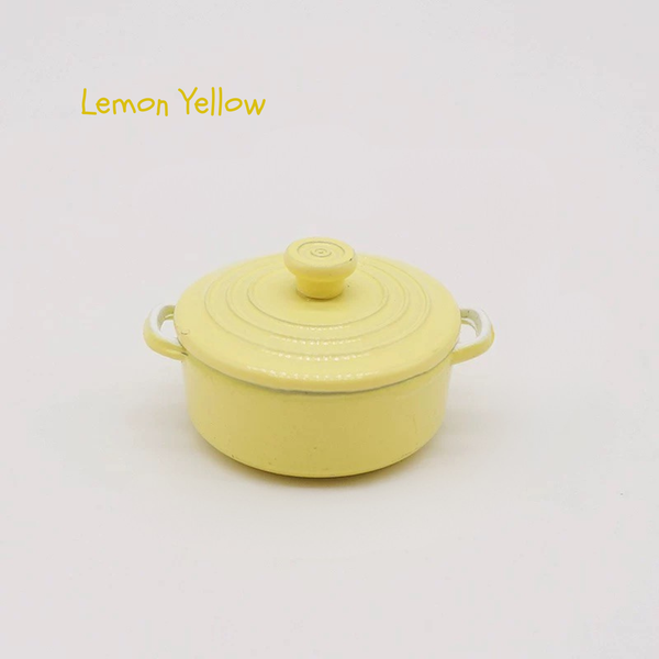 1:12 Dollhouse Miniature Small Alloy Cooking Pot with Lid - 05-miniature-small-alloy-cooking-pot-lemon-yellow-sku