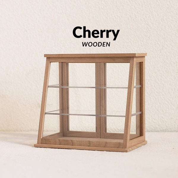 1:6 Dollhouse Miniature Wooden Dessert Display Cabinet - 05-miniature-wooden-dessert-display-cabinet-cherry-reference