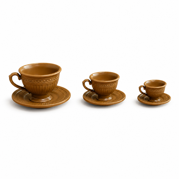 1:12 Dollhouse Miniature French Faux Porcelain Coffee Cup Set - Dark Coffee size overview