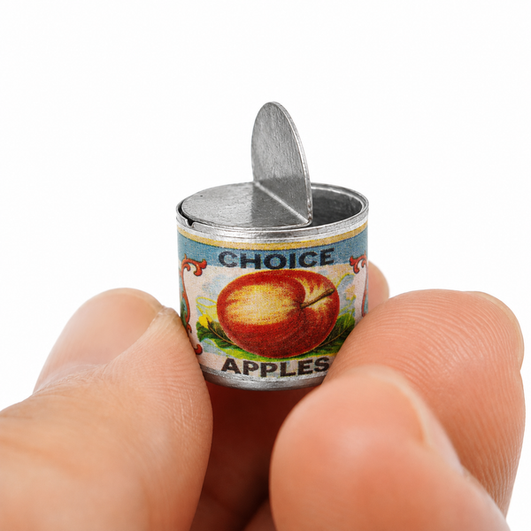 Apples 1:12 miniature open iron tin can food prop