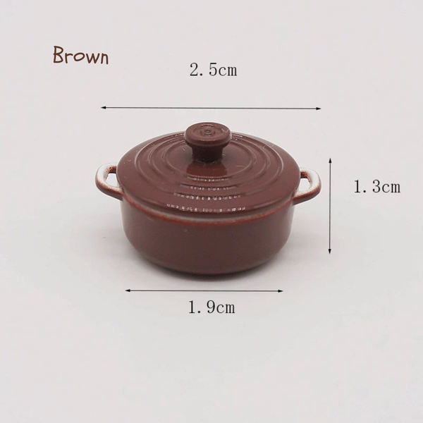 1:12 Dollhouse Miniature Small Alloy Cooking Pot with Lid - 06-miniature-small-alloy-cooking-pot-brown-sku