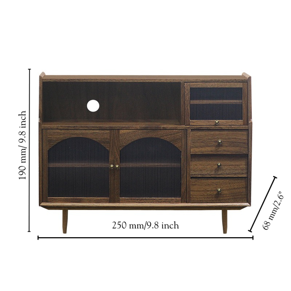 1:12 Dollhouse Miniature Wooden Three-Door Sideboard Cabinet - 06-miniature-wooden-three-door-sideboard-cabinet-size-chart