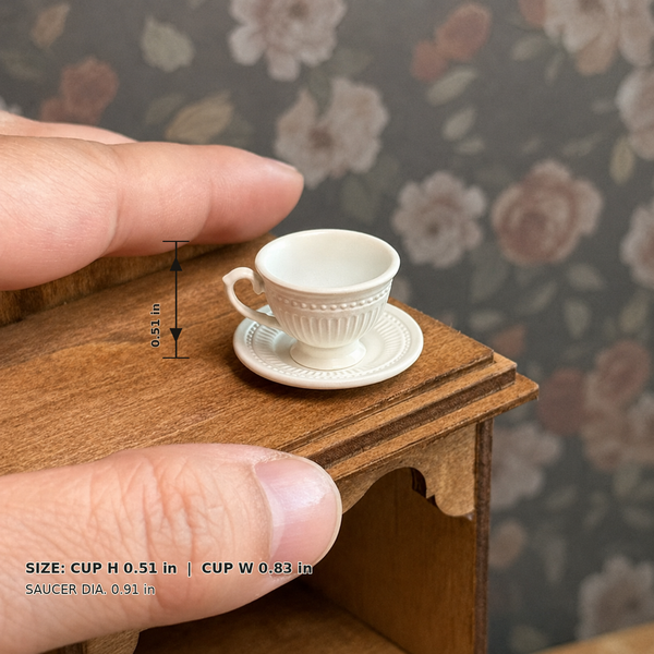 1:12 Dollhouse Miniature French Faux Porcelain Coffee Cup Set - White Large SKU image