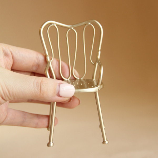 1:12 Dollhouse Miniature Metal Garden Chair and Table Set - 07-miniature-metal-garden-chair-gold-single-chair-sku
