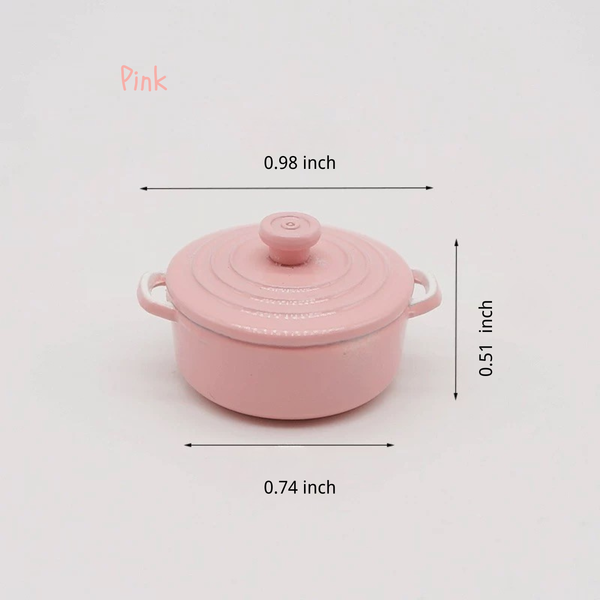 1:12 Dollhouse Miniature Small Alloy Cooking Pot with Lid - 07-miniature-small-alloy-cooking-pot-pink-sku