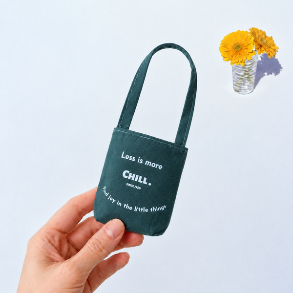 Dark green 1:6 miniature cotton tote bag