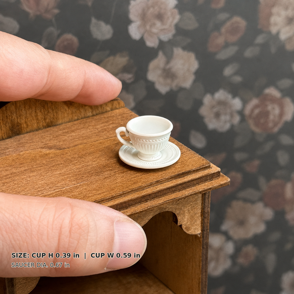 1:12 Dollhouse Miniature French Faux Porcelain Coffee Cup Set - White Medium SKU image