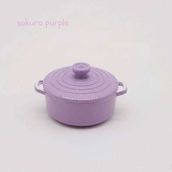1:12 Dollhouse Miniature Small Alloy Cooking Pot with Lid - 09-miniature-small-alloy-cooking-pot-sakura-purple-sku