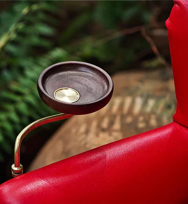1:6 Dollhouse Miniature Calfskin Cigar Chair - Red tray detail