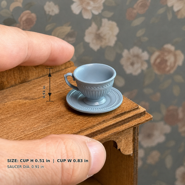 1:12 Dollhouse Miniature French Faux Porcelain Coffee Cup Set - Blue Large SKU image