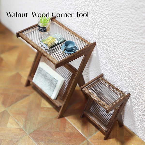 1:12 / 1:6 Dollhouse Miniature Z-Frame Corner Table - Scale comparison image