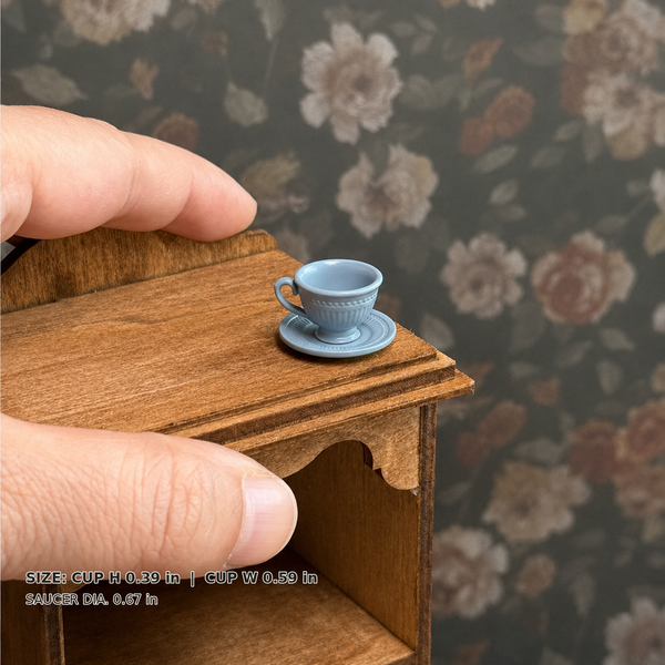 1:12 Dollhouse Miniature French Faux Porcelain Coffee Cup Set - Blue Medium SKU image