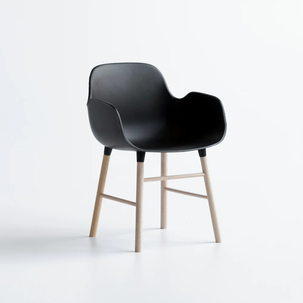 1:12 Dollhouse Miniature Modern Dining Chair with Wood Legs - 12-miniature-modern-dining-chair-black-armchair-sku