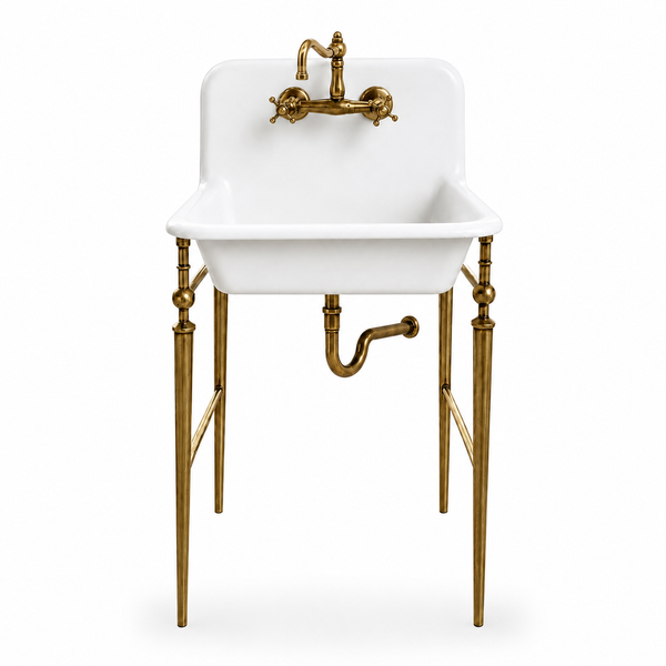 Miniature Modern Dollhouse Sink Set with Faucet and Stand