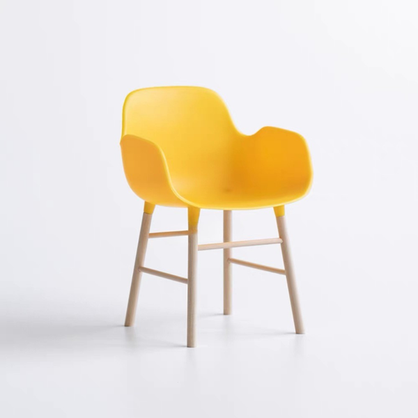 1:12 Dollhouse Miniature Modern Dining Chair with Wood Legs - 14-miniature-modern-dining-chair-yellow-armchair-sku