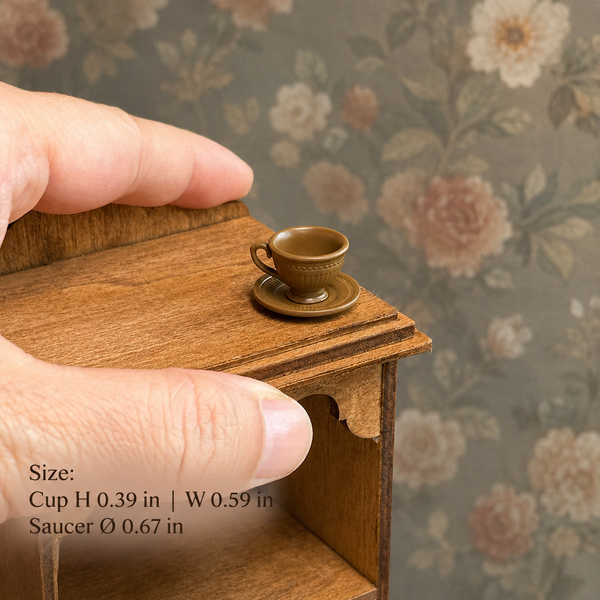 1:12 Dollhouse Miniature French Faux Porcelain Coffee Cup Set - Dark Coffee Medium SKU image