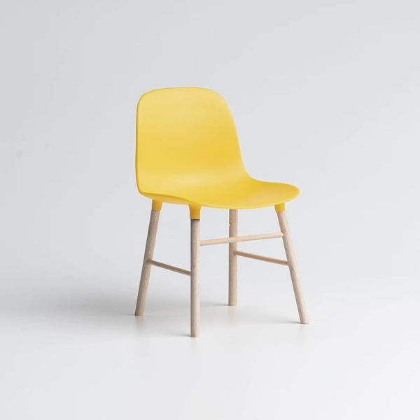 1:12 Dollhouse Miniature Modern Dining Chair with Wood Legs - 18-miniature-modern-dining-chair-yellow-armless-sku
