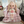 1:6 miniature blue striped skirted armchair with a 1:6 doll for scale
